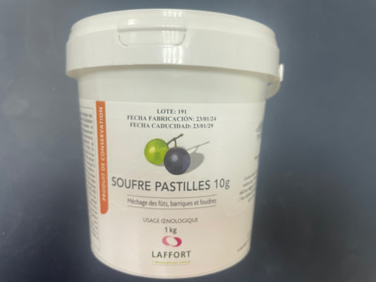 Bote pastillas azufre 10 gr. 100 unidades para quemar
